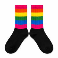 Chaussettes d'automne tendance personnalisées de qualité supérieure, design arc-en-ciel coloré, antibactériennes, respirantes, confortables, chaussettes à rayures de créateur