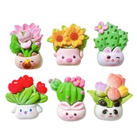 Patch en résine fait main crème colle bricolage pour enfants étui de téléphone portable cheveux chaussures accessoires Panda Pot de fleur acrylique plastique Lucite perles