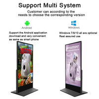 Kiosco Digital de Pantalla Completa de 65 Pulgadas Ultra Delgado con Marco Estrecho, Soporte de Pie, Sistema Android, Pantalla 4K y Cámara