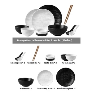 Juego de platos y platos de cerámica negra con diseño de roca simple, <span class=keywords><strong>vajilla</strong></span> ligera de lujo de 4 a <span class=keywords><strong>6</strong></span> piezas para fiesta en casa o inauguración de la casa - Product Image 6