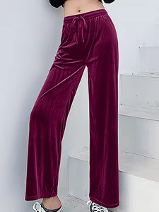 Casual Pants EU and US Solid Color <strong>Velvet</strong> Wide Leg Pants Pendant Loose Pants Women's Wear <strong>Trousers</strong> - Product Image 5