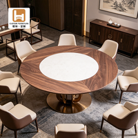 Ensemble de table à manger moderne en bois massif noyer et marbre avec base en acier inoxydable de luxe, 4 chaises
