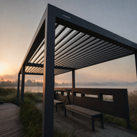 Pergola en aluminium Jiake 6063-T5 avec toit à lames motorisées pour observation des oiseaux, terrasse, jardin, patio, espace extérieur, gazebo, pavillon