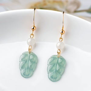 Pendientes de jadeíta natural auténtica de grado A, color azul agua, con plata S925 y jadeíta de grado hielo. - Product Image 4