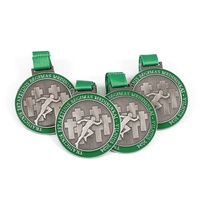 Atletiekmedaille van zinklegering, 3D reliëf, geweven koord, prijs voor de finisher van het inter-schools hardloopkampioenschap