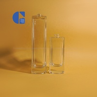 Grand carré de luxe personnalisé de haute qualité 100ml 200ml transparent 18mm col à sertir bouteille en verre vide contenants de parfum