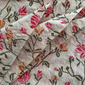 Malty Dobby Embroidered Chiffon Fabric 100% Polyester Breathable Eco-Friendly Wedding Customized Color Textile Supply Exports - Product Image 1