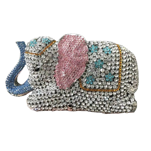 Luxo Cristal Elefante Pedra Animal Vestido Rhinestone <span class=keywords><strong>Clutch</strong></span> Moda Vestido Noite Sacos Embreagens De Casamento com Correntes Decoração - Product Image 5