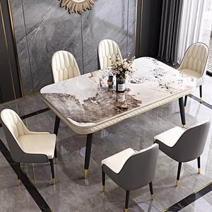 Mesa de comedor rectangular de mármol moderna de lujo con juego de sillas 4 6 8 plazas comedor muebles de sala de estar diseños elegantes - Product Image 1