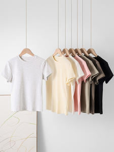 <span class=keywords><strong>Camisetas</strong></span> <span class=keywords><strong>de</strong></span> Algodón para Mujer al por Mayor con Logotipo Personalizado, Talla Grande, Estilo Crop Top, Manga Corta, Raglán - Product Image 5