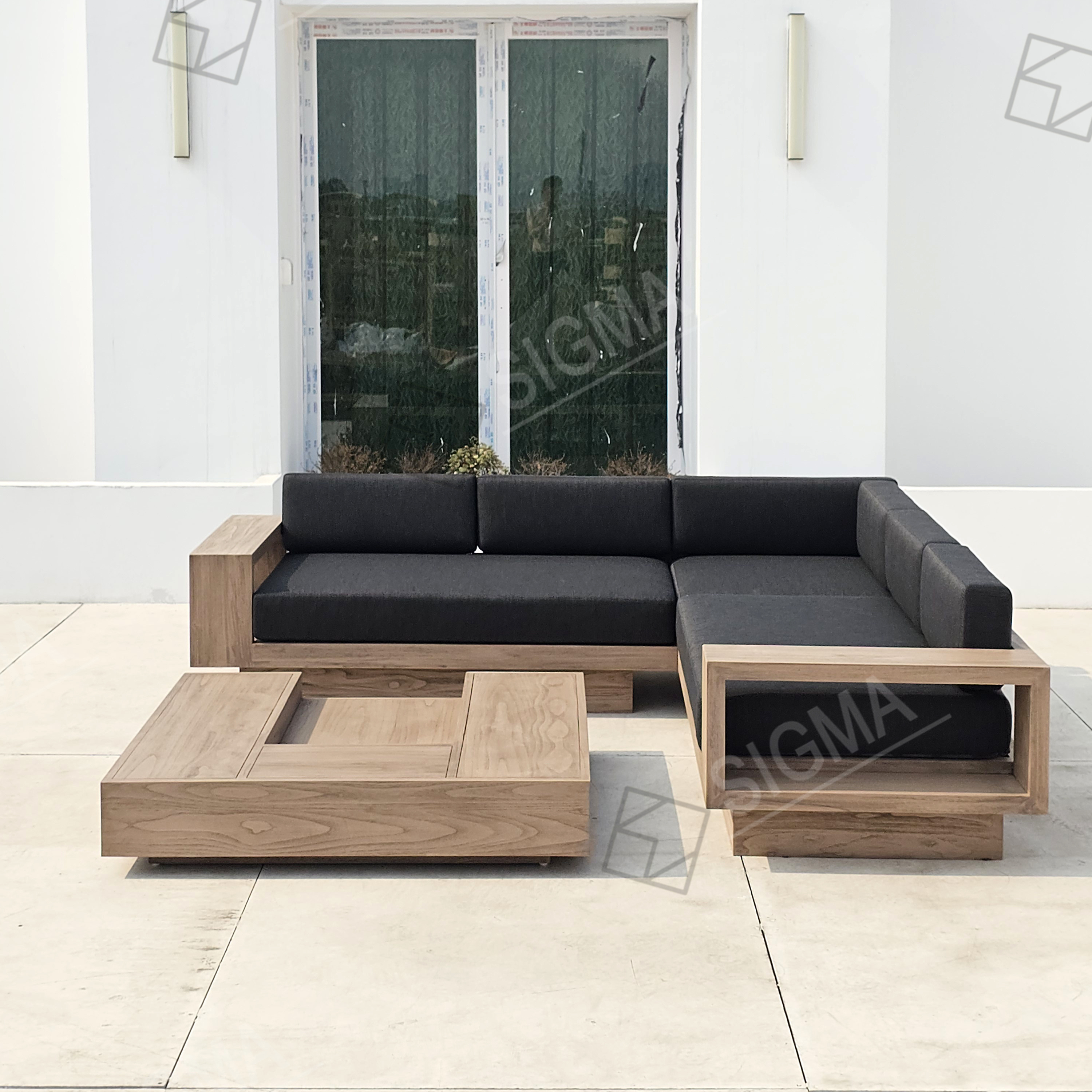 2025 Jinhua Sigma Custom Modern Teak Outdoor Furniture Luxury Patio Sofa Set for Courtyards Exteriors-for Hotels Villas Parks