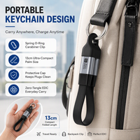 Kabel USB C Male ke USB C Male USB4 Fungsi Penuh Flat Cable 40Gbps 240W 4K 60Hz PD Gantungan Kunci Portabel Kabel Pengisian Daya Pendek