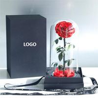 Kotak hadiah kubah mawar yang diawetkan cantik mawar tahan lama selamanya tak terbatas Premium untuk hari ibu natal