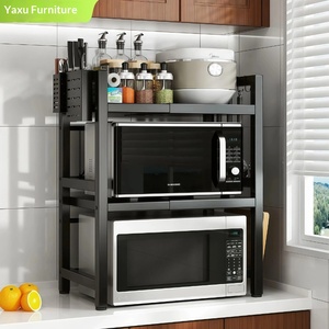 Étagère de cuisine pour micro-ondes, support métallique simple, extensible, gain de place, rangement polyvalent pour comptoir et ustensiles de cuisine - Product Image 1