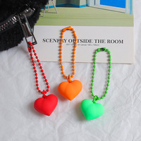 Porte-clés en forme de cœur en PVC, couleur bonbon, porte-clés en forme de cœur, porte-clés pour sac à main, breloques pour téléphone, pendentif, cadeau de couple, porte-clés en résine en forme de cœur pour fille