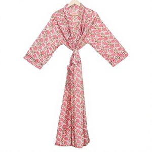Belle pur coton été automne printemps Kimono Robe confortable motif floral Robe de chambre cadeau de fête des mères - Product Image 1