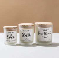 Bougie d'aromathérapie en verre givré, faite à la main, en cire de soja, sans fumée, texture premium, couvercle en bois, pour la fête des pères, Diwali, Noël, usage domestique