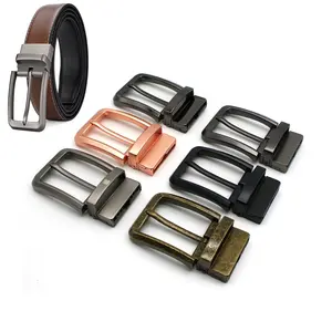Factory Customized Plating Color 35mm Zinc Alloy Men's Luxury Leather Belt Hardware Reversible Pin Belt Buckle