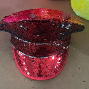 HLC Compra Gorro de Capitán con Lentejuelas Rojo, Verde, Rosa, Dorado, Naranja y Amarillo de los Años 80 para Disfraces, Fiestas y Decoración de Festivales - Product Image 6