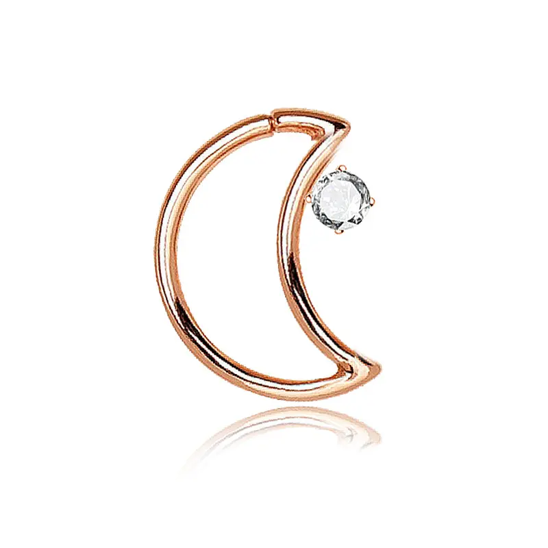 New Rose Gold Silver Color Crystal Nose Ring Earring Body Piercing Moon Nose Studs For Women Men Fashion Body Piercing Jewelry