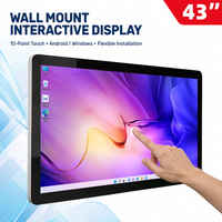 KINGONE Panel Interactivo Inteligente de 43 Pulgadas para Montaje en Pared, Pantalla de Señalización, PC Todo en Uno, Monitor LCD con Pantalla Táctil Capacitiva