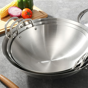 <span class=keywords><strong>Wok</strong></span> Chino Reforzado de 30cm, 34cm, 38cm, con Doble Asa y Fondo Redondo, para Cocina de Gas - Product Image 1