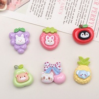 Breloques en résine DIY motif dessin animé, têtes d'animaux et fruits pour pinces à cheveux et coques de téléphone