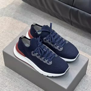 Chaussures décontractées pour hommes de marque de luxe européenne, respirantes, en maille tissée, confortables, en cuir, à lacets simples, pour le printemps et l'automne - Product Image 4