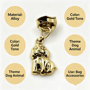 Gold Tone Dog Design Zipper Pull <b>Cute</b> Animal Alloy Charm for Bags <b>Purses</b> Backpacks and Clothing Accessories - Product Image 4