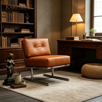 Fauteuil lounge avec structure chromée, fauteuil d'appoint moderne du milieu du siècle avec capitonnage boutonné pour salon et bureau
