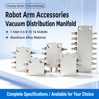 Collecteur de distribution sous vide JD 4, 6, 8, 10, 16 voies, raccord pneumatique, entrée M10, ports M5, aluminium anodisé usiné CNC