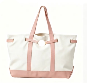 Bolso de Hombro de Lona de Alta Calidad con Hebilla Dorada, Bolso de Compras Resistente, Bolso Utilitario con Cremallera, Bolso Tote de Lujo - Product Image 3