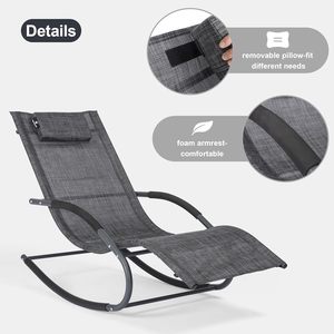 Sedia a <span class=keywords><strong>Sdraio</strong></span> Portatile da Piscina Antiscivolo, Reclinabile a Gravità Zero, con Braccioli Morbidi e Cuscino Rimovibile, Resistente alle Intemperie - Product Image 2