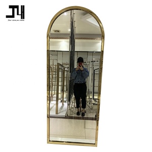 Boutique Clothing Store Custom Metal Framed <strong>Arched</strong> <strong>Full</strong> <strong>Length</strong> <strong>Mirror</strong> Stainless Steel Shiny Gold Floor Standing <strong>Large</strong> <strong>Mirrors</strong> - Product Image 2