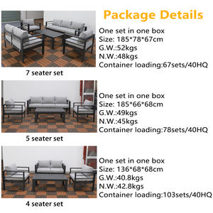 طقم أثاث فناء حديث من الألومنيوم باللون الرمادي، مناسب للاستخدام في غرفة المعيشة، الفندق، الفيلا، الفناء، المزرعة، الشقة والحديقة الخارجية - Product Image 6