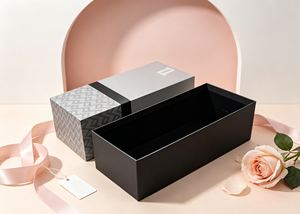 Eco-Friendly <b>Recyclable</b> Rectangular Slide Rigid Gift <b>Box</b> Thick Cardboard Matte Black Interior Geometric Pattern Printed Sleeve - Product Image 5