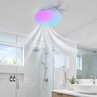 Ventilador de Techo Redondo Inteligente para Baño con Luz LED RGB, Altavoz Bluetooth, Sensor de Humedad, Ventilador de Extracción, Directo de Fábrica, OEM