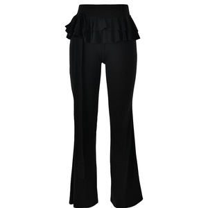 Pantalon évasé pour femme en satin, taille haute élastique à volants, décontracté, long, tendance, style européen et américain - Product Image 5