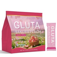 Produk Pemutih Kolagen L-Gluta Bubuk Persik Sakura Bebas Gula Kemasan Kustom OEM/ODM Come Health untuk Wanita