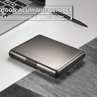 GON -DESIGNS- Dompet Aluminium Kancing Desain Minimalis Kapasitas Besar Perlindungan RFID Kartu Bisnis Kartu Identitas BIG STOCKHOLM