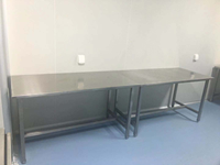 Banc de laboratoire en acier inoxydable 304 pour salle blanche, utilisation scolaire, 2 mètres de long, résistant à la corrosion, design moderne, poste de travail