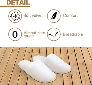 Chaussons d'hôtel jetables écologiques à prix bas du fabricant, semelle antidérapante, EVA souple, logo personnalisé OEM, couleur blanche, pour hommes et femmes - Product Image 4