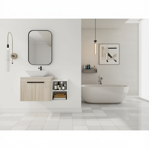 Meuble-lavabo mural en céramique blanche de 36 pouces au design moderne avec porte à fermeture douce pour salle de bain - Product Image 2