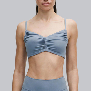 Soutien-gorge de sport personnalisé ultra-doux effet seconde peau pour femme, froncé devant, bretelles spaghetti, sans armatures, pour Pilates, tenue de sport, yoga, crop top - Product Image 5
