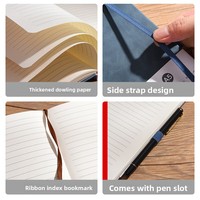 Carnet de notes A5 avec sangle de ceinture en PU et logo personnalisé - Option cadeau - Pages épaissies