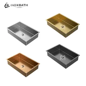 Top Quality Undermount Washbasin Sus304 Stainless Steel Rectangular Bathroom Sinks