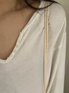 All'ingrosso semplice carino bella maglia manica lunga in cotone 100% per le donne - Product Image 4