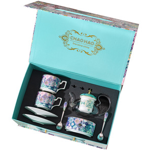 Set di Tazze <span class=keywords><strong>da</strong></span> Caffè in Porcellana Stile Marocchino di Lusso, <span class=keywords><strong>Collezione</strong></span> Diji Garden, Set per Tè del Pomeriggio, Set per Tè ai Fiori, Caraffa per Acqua, Caffettiera - Product Image 5