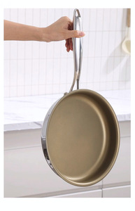 Sartén de cocina <span class=keywords><strong>antiadherente</strong></span> personalizada de 26/28/30cm, sartén plana de acero inoxidable 316, sartenes antiadherentes de titanio con tapa - Product Image 6