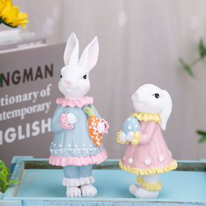 Redeco गर्म बिक्री वसंत डेस्कटॉप सजावट गुलाबी प्यारा ईस्टर सींग का बना रेसिन कार्टून खरगोश मूर्तिकला - Product Image 6